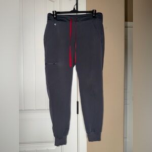 Figs Charcoal Joggers with Red Drawstring